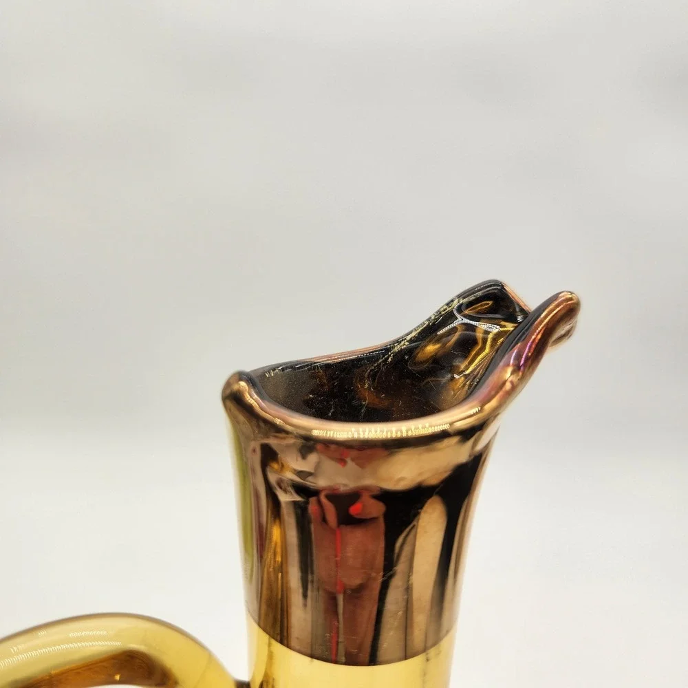 Vintage Moser MCM Limited Edition Amber Glass Decanter Gold Overlay Rose Floral‎